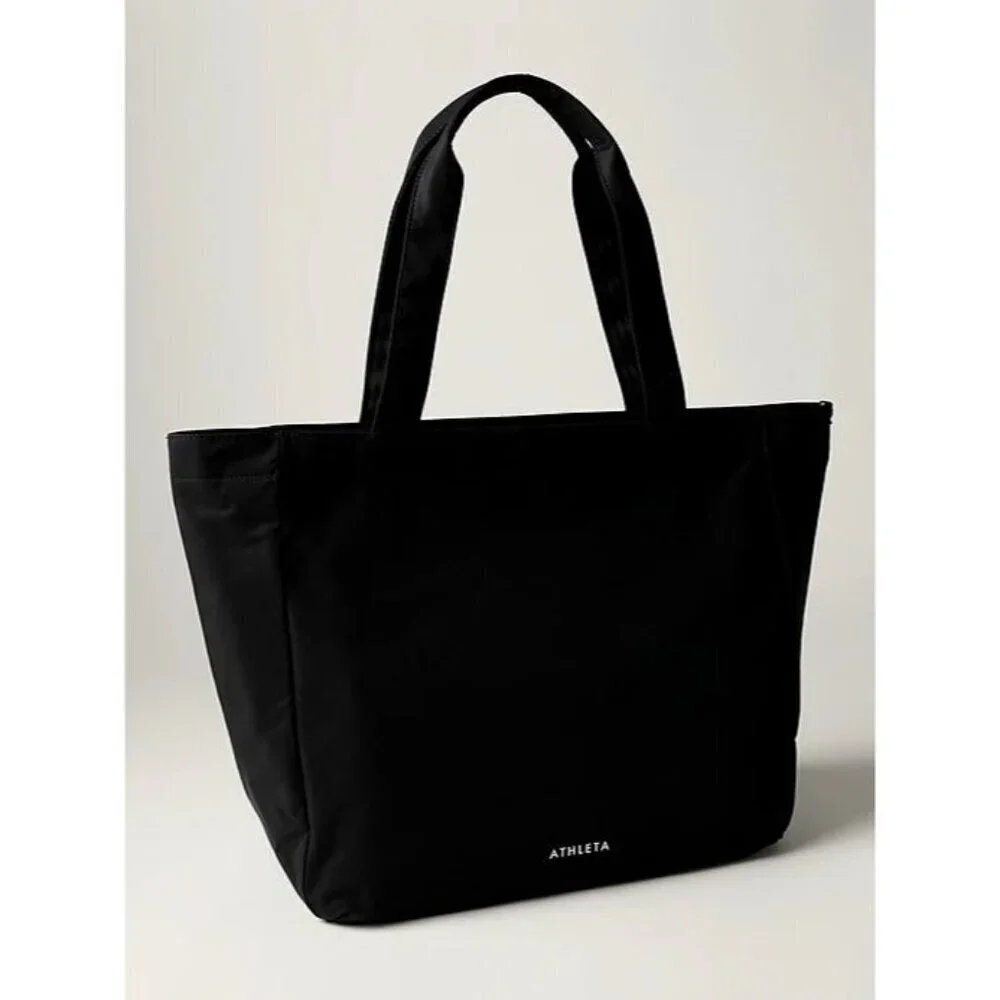 Athleta All About Tote Bag Black Nylon Lightweight Gym Travel Tote